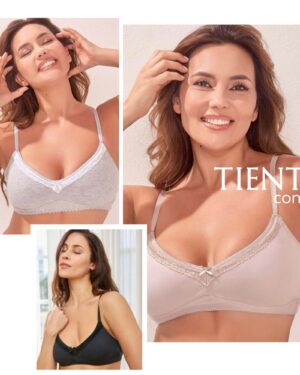 SOUTIEN CONFORT TAZA DOBLE SIN ARCO DE ALGODON LYCRA® Y PUNTILLA (115/120) talle especial
