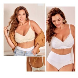 CORPIÑO CONFORT TAZA DOBLE SIN ARCO DE ALGODON, LYCRA Y PUNTILLA