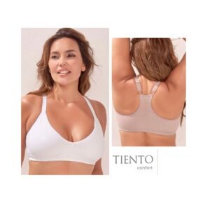 SOUTIEN CONFORT TAZA DOBLE SIN ARCO, ESPALDA DEPORTIVA DE ALGODON Y LYCRA