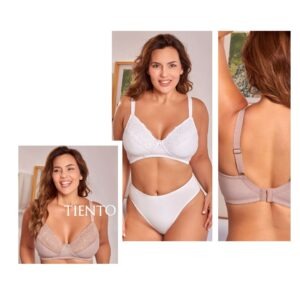 SOUTIEN CONFORT DE TAZA DOBLE, SIN ARCO DE ALGODON, LYCRA Y PUNTILLA