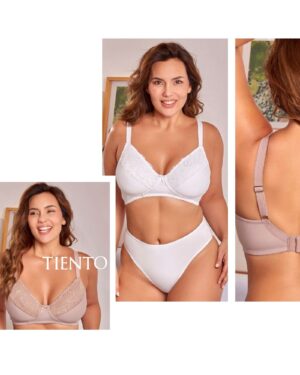 SOUTIEN CONFORT DE TAZA DOBLE, SIN ARCO DE ALGODON, LYCRA Y PUNTILLA
