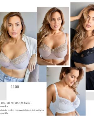 SOUTIEN MOD. CONFORT CON RECORTE LATERAL DE TRICOT LYCRA REF. Y PUNTILLA