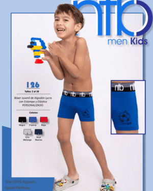 BOXER DE ALG-LYCRA JUVENIL CON ESTAMPA Y ELASTICO PERSONALIZADO