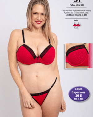 TASA SOFT CON BASE EN MESH FANTASIA CON PUNTILLA Y COLA LESS REGULABLE