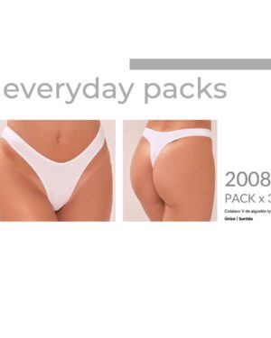 PACK X 3 COLA LESS V DE ALGODON Y LYCRA