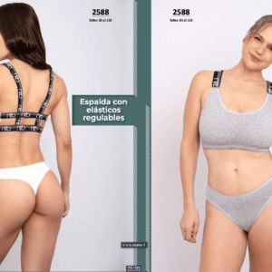 CONJUNTO DEPORTIVO - TOP Y COLA LESS EN ALG-LYCRA CON ELASTICO PERSONALIZADO.