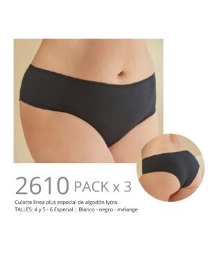 PACK X 3 CULOTE ESPECIAL ALGODON Y LYCRA