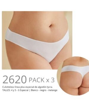PACK X 3 CULOTE LESS ESPECIAL ALGODON Y LYCRA