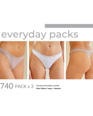 PACK X 3 COLA LESS MICROFIBRA CON PUNTILLA