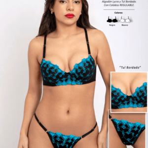 TASA SOFT CON BASE EN ALG. LYCRA Y TUL BORDADO CON COLA LESS REGULABLE.