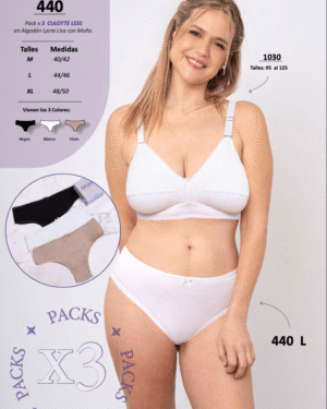 CULOTTE LESS EN ALGODON CON LYCRA LISO CLASICO Talle L
