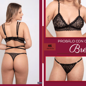 CONJUNTO TRIANGULITO CON BASE DE PUNTILLA. BRETELES INTERCAMBIABLES TIPO ARNES Y COLA LESS REGULABLE