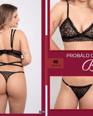 CONJUNTO TRIANGULITO CON BASE DE PUNTILLA. BRETELES INTERCAMBIABLES TIPO ARNES Y COLA LESS REGULABLE