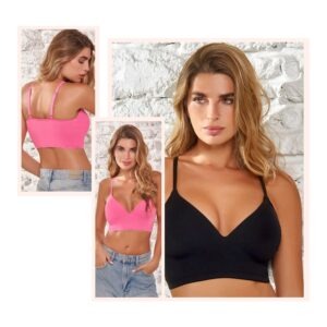 TOP CON TAZA TRIANGULO INTERNA ESTILO CROP DE MICROFIBRA