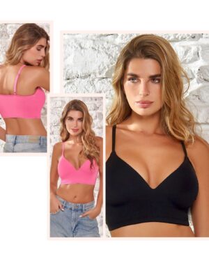TOP CON TAZA TRIANGULO INTERNA ESTILO CROP DE MICROFIBRA