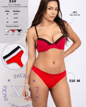 COLA LESS EN ALGODON CON LYCRA Y PUNTILLA Talle L