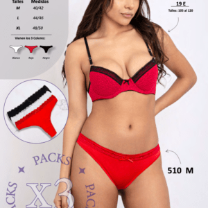 COLA LESS EN ALGODON CON LYCRA Y PUNTILLA Talle M