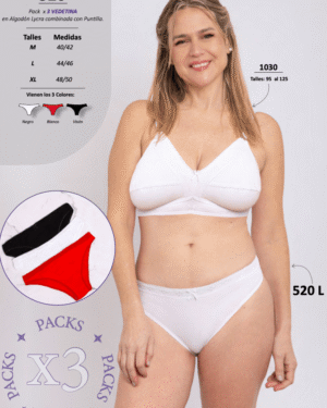 VEDETINA EN ALGODON CON LYCRA CON PUNTILLA Talle L