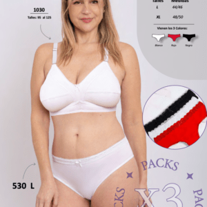 CULOTTE EN ALGODON CON LYCRA Y PUNTILLA Talle XL