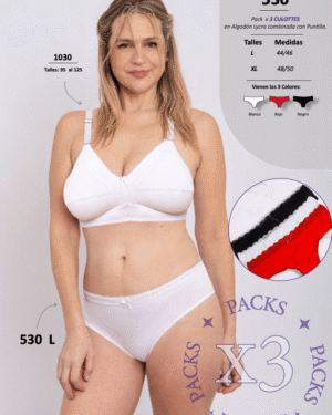 CULOTTE EN ALGODON CON LYCRA Y PUNTILLA Talle XL