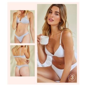 CONJUNTO 3 PIEZAS TAZA SOFT TRIANGULO COLA LESS Y VEDETINA, ALGODON Y LYCRA®