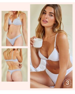 CONJUNTO 3 PIEZAS TAZA SOFT TRIANGULO COLA LESS Y VEDETINA, ALGODON Y LYCRA®