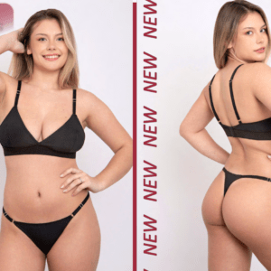 CONJUNTO TRIANGULITO DE MORLEY ELASTIZADO CON ELASTICO PERSONALISADO Y COLA LESS REGULABLE.