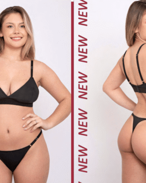 CONJUNTO TRIANGULITO DE MORLEY ELASTIZADO CON ELASTICO PERSONALISADO Y COLA LESS REGULABLE.