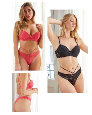 CONJUNTO TAZA SOFT Y COLA LESS DE PUNTILLA Y MICROFIBRA