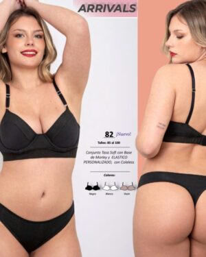 CONJUNTO TASA SOFT CON BASE DE MORLEY ELASTIZADO CON ELASTICO PERSONALISADO Y COLA LESS.