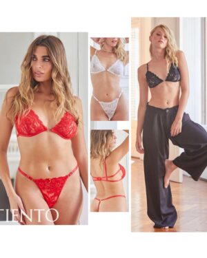 CONJUNTO TRIANGULO Y TANGA LESS DE PUNTILLA