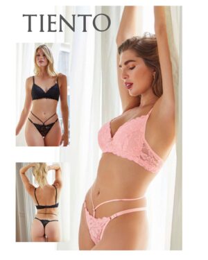 CONJUNTO TRIANGULO SOFT Y TANGA LESS DE PUNTILLA