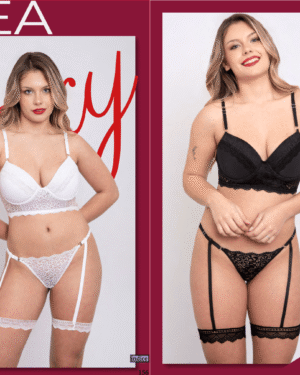 TASA SOFT TIPO CORSETTE DE MICROFIBRA Y ENCAJE CON CULOTELLES Y PORTA LIGAS DESMONTABLE.