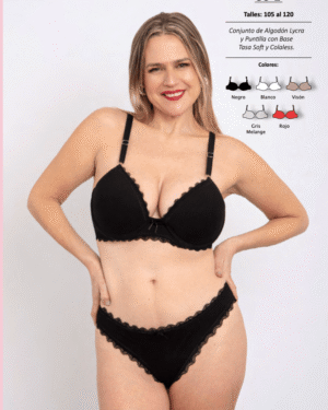 TASA SOFT CON BASE EN ALG-LYCRA CON PUNTILLA Y COLA LESS. TALLES ESPECIALES