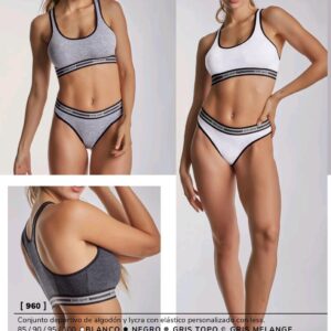 CONJ. DEPORTIVO DE ALGODON Y LYCRA CON ELASTICO PERSONALIZADO CON LESS.