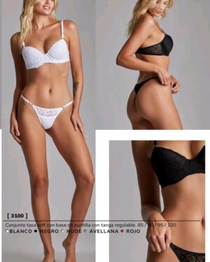 CONJ. TASA SOFT CON BASE DE PUNTILLA CON TANGA REGULABLE.