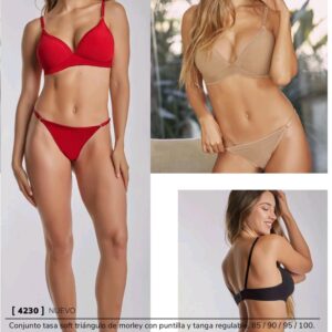 CONJ. TASA SOFT TRIANGULO DE MORLEY CON PUNTILLA Y TANGA REGULABLE