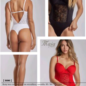 BODY LESS CON TASA SOFT DE MICROFIBRA Y PUNTILLA.