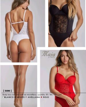 BODY LESS CON TASA SOFT DE MICROFIBRA Y PUNTILLA.