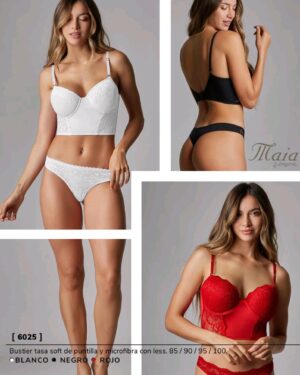 BUSTIER TASA SOFT DE PUNTILLA Y MICROFIBRA CON LESS.