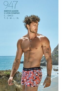 BOXER DE ALGODON CON LYCRA ESTAMPADO Y ELASTICO PERSONALIZADO (FLORES JAPON)