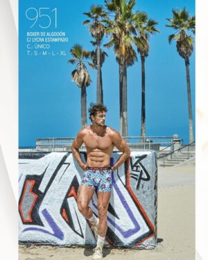 BOXER DE ALGODON CON LYCRA ESTAMPADO Y ELASTICO PERSONALIZADO (CAYENAS)